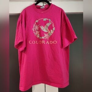 Vtg Colorado hummingbird flower single stitch Tshirt